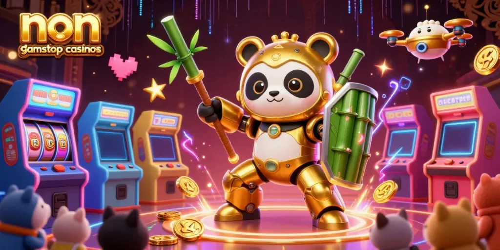 Engage with non gamstop casinos in a vibrant 3D arena featuring lively game elements and colorful characters.