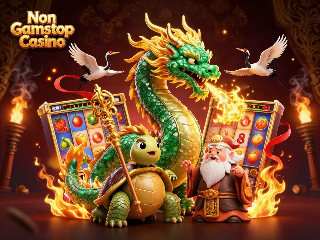 Engage with exciting games at Non Gamstop Casino, featuring captivating dragon and sage imagery.