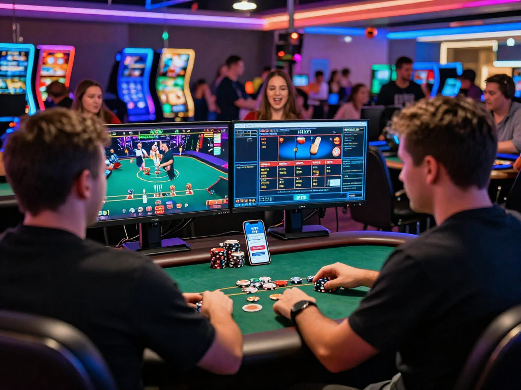 Engaged player at TK 1971 online casino with vibrant gaming atmosphere, highlighting sports betting and live dealer excitement.