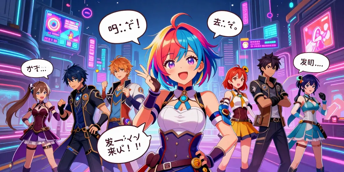 Interactive scene of characters in an ecchi game online, showcasing vibrant interactions in a futuristic cityscape.