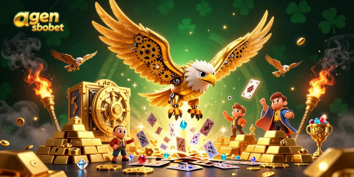 Engage with agen sbobet for a thrilling dive into vibrant 3D casino action featuring a golden eagle.