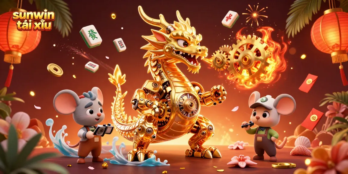 Engage with sunwin tài xỉu through a vibrant 3D illustration showcasing energetic gambling elements.